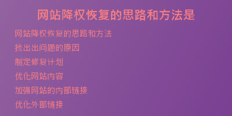 網(wǎng)站降權(quán)恢復(fù)的思路和方法是