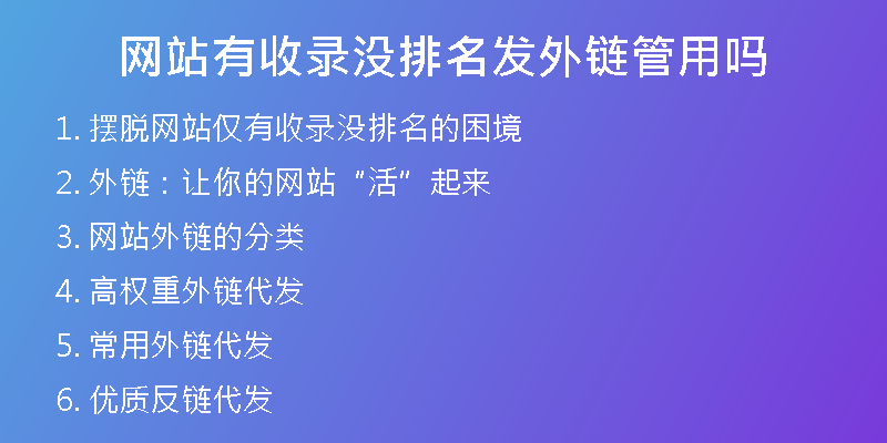 網(wǎng)站有收錄沒(méi)排名發(fā)外鏈管用嗎