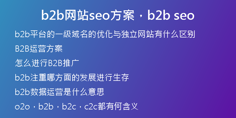 b2b網(wǎng)站seo方案，b2b seo