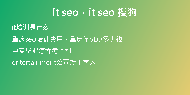 it seo，it seo 搜狗
