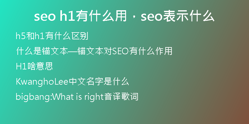 seo h1有什么用，seo表示什么
