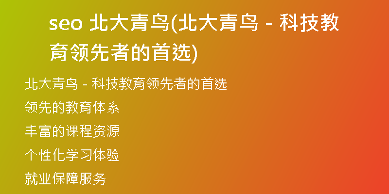 seo 北大青鳥(niǎo)(北大青鳥(niǎo) - 科技教育領(lǐng)先者的首選)