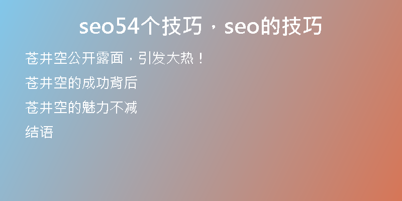 seo54個技巧，seo的技巧