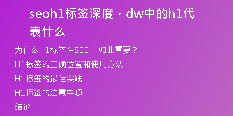 seoh1標簽深度，dw中的h1代表什么