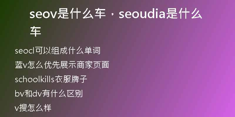 seov是什么車，seoudia是什么車