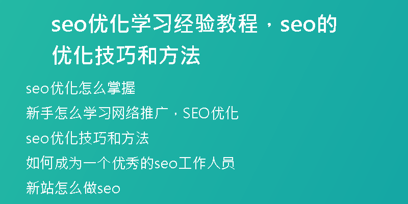 seo優(yōu)化學習經驗教程，seo的優(yōu)化技巧和方法