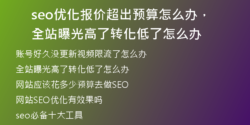 seo優(yōu)化報(bào)價(jià)超出預(yù)算怎么辦，全站曝光高了轉(zhuǎn)化低了怎么辦