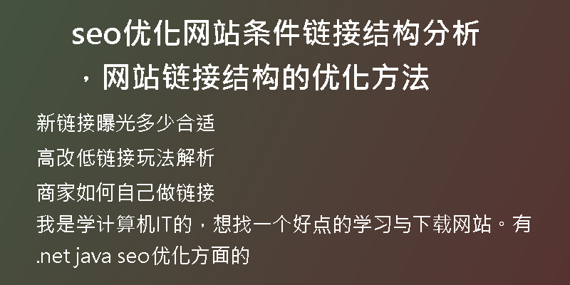 seo優(yōu)化網(wǎng)站條件鏈接結(jié)構(gòu)分析，網(wǎng)站鏈接結(jié)構(gòu)的優(yōu)化方法