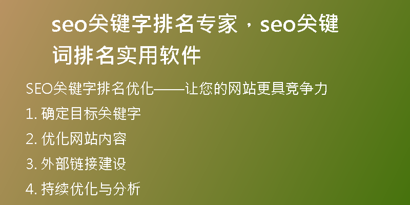 seo關(guān)鍵字排名專家，seo關(guān)鍵詞排名實(shí)用軟件