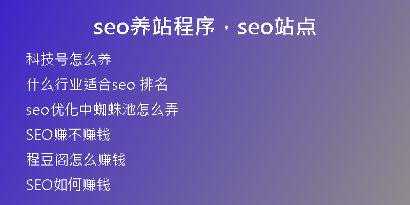 seo養(yǎng)站程序，seo站點(diǎn)
