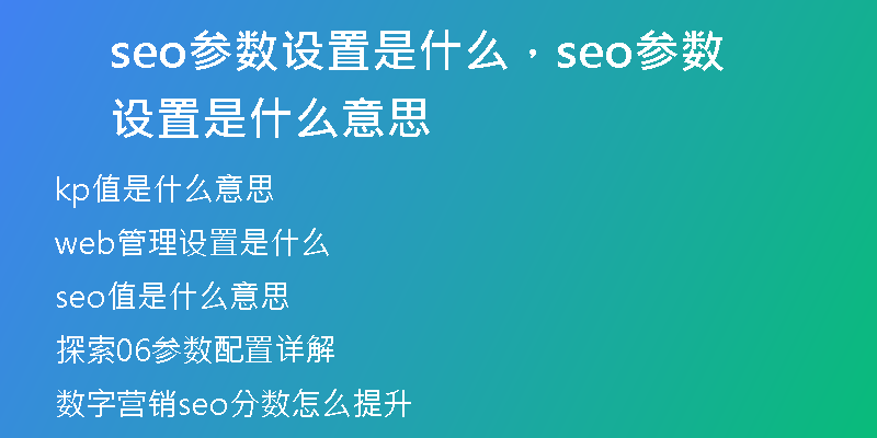 seo參數(shù)設(shè)置是什么，seo參數(shù)設(shè)置是什么意思