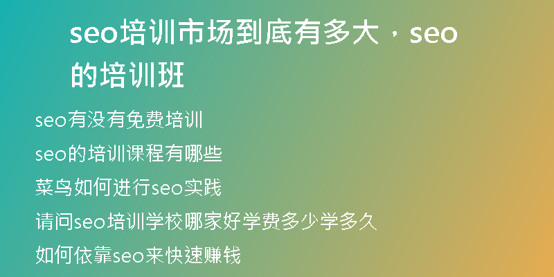 seo培訓(xùn)市場(chǎng)到底有多大，seo的培訓(xùn)班