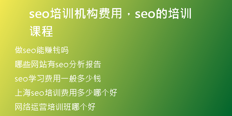 seo培訓(xùn)機(jī)構(gòu)費(fèi)用，seo的培訓(xùn)課程