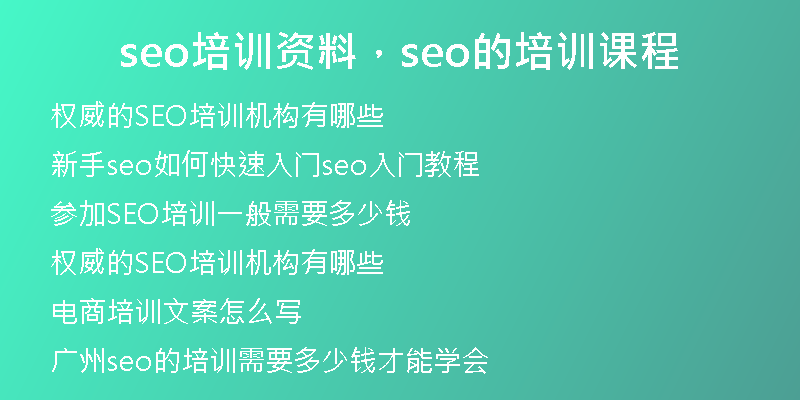 seo培訓(xùn)資料，seo的培訓(xùn)課程