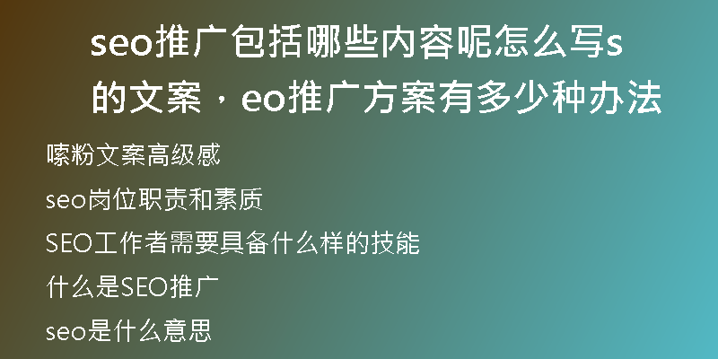 seo推廣包括哪些內(nèi)容呢怎么寫的文案，seo推廣方案有多少種辦法