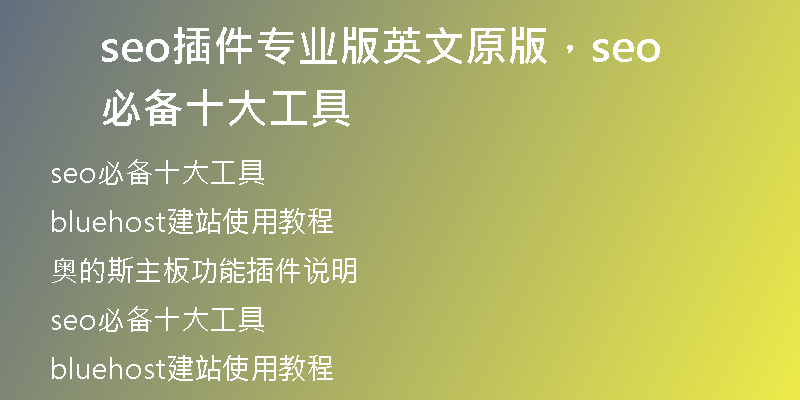 seo插件專業(yè)版英文原版，seo必備十大工具