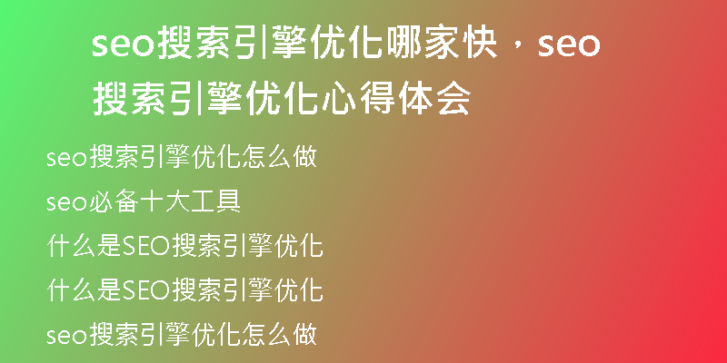 seo搜索引擎優(yōu)化哪家快，seo搜索引擎優(yōu)化心得體會(huì)