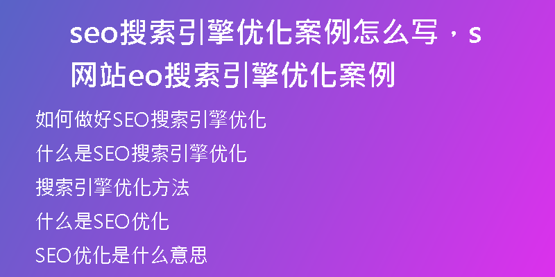 seo搜索引擎優(yōu)化案例怎么寫，網(wǎng)站seo搜索引擎優(yōu)化案例