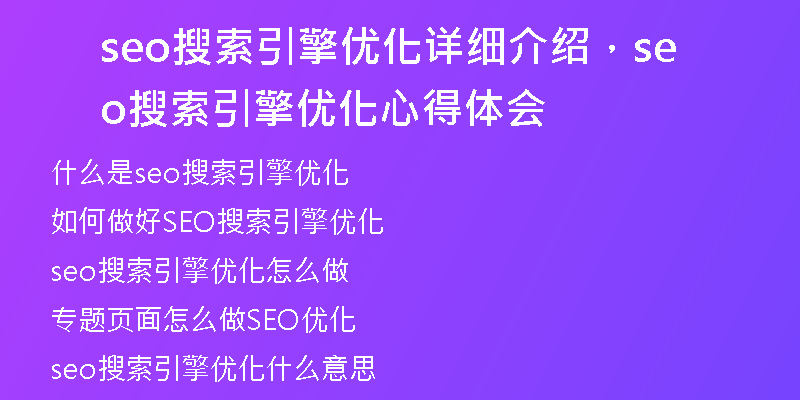 seo搜索引擎優(yōu)化詳細(xì)介紹，seo搜索引擎優(yōu)化心得體會