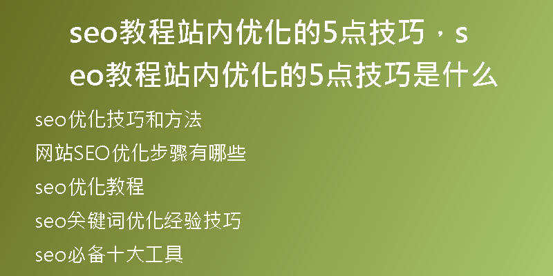seo教程站內(nèi)優(yōu)化的5點(diǎn)技巧，seo教程站內(nèi)優(yōu)化的5點(diǎn)技巧是什么