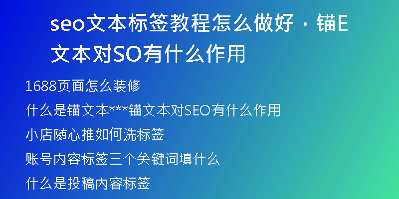 seo文本標(biāo)簽教程怎么做好，錨文本對(duì)SEO有什么作用