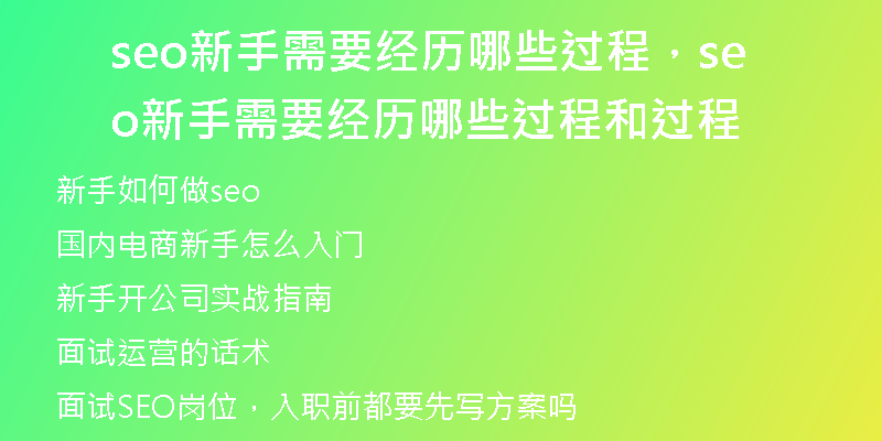 seo新手需要經(jīng)歷哪些過程，seo新手需要經(jīng)歷哪些過程和過程