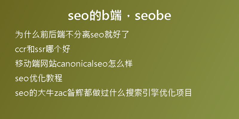 seo的b端，seobe