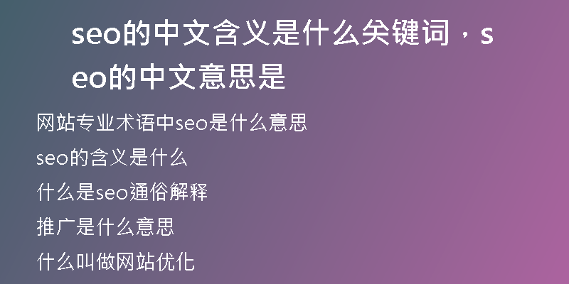 seo的中文含義是什么關(guān)鍵詞，seo的中文意思是