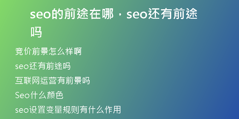 seo的前途在哪，seo還有前途嗎