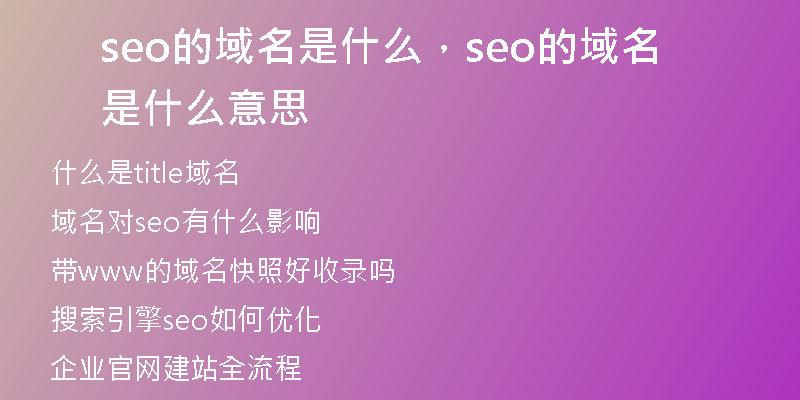 seo的域名是什么，seo的域名是什么意思