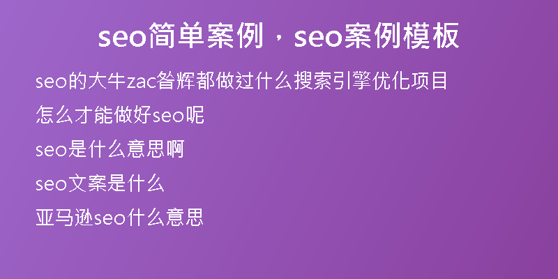 seo簡(jiǎn)單案例，seo案例模板