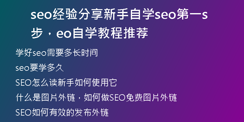 seo經(jīng)驗(yàn)分享新手自學(xué)seo第一步，seo自學(xué)教程推薦