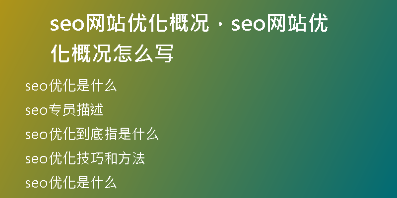 seo網站優(yōu)化概況，seo網站優(yōu)化概況怎么寫