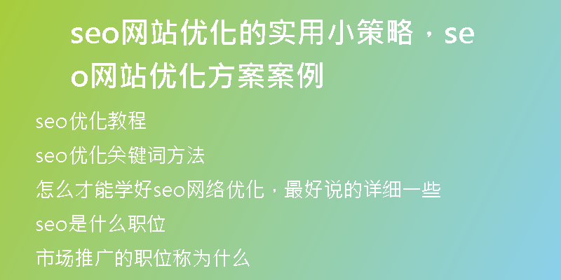 seo網(wǎng)站優(yōu)化的實用小策略，seo網(wǎng)站優(yōu)化方案案例