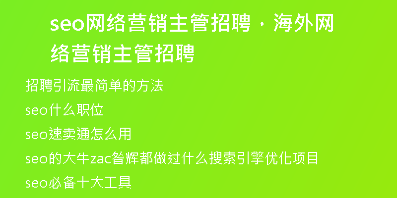 seo網(wǎng)絡(luò)營銷主管招聘，海外網(wǎng)絡(luò)營銷主管招聘