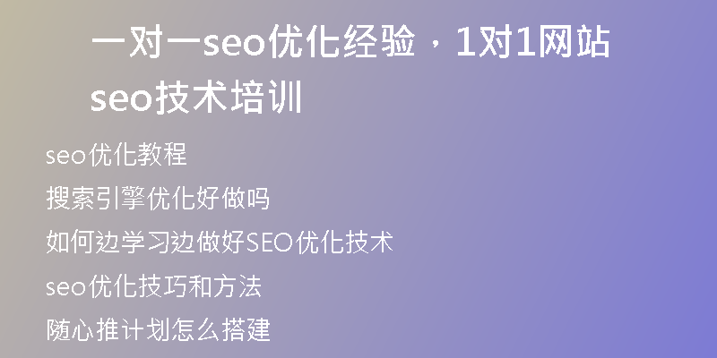 一對一seo優(yōu)化經(jīng)驗(yàn)，1對1網(wǎng)站seo技術(shù)培訓(xùn)