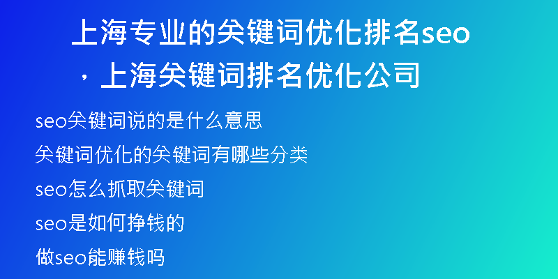 上海專業(yè)的關(guān)鍵詞優(yōu)化排名seo，上海關(guān)鍵詞排名優(yōu)化公司