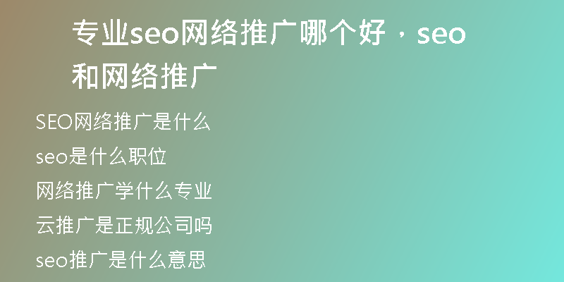 專業(yè)seo網(wǎng)絡(luò)推廣哪個(gè)好，seo和網(wǎng)絡(luò)推廣