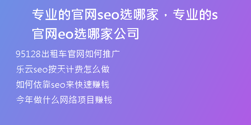 專業(yè)的官網(wǎng)seo選哪家，專業(yè)的官網(wǎng)seo選哪家公司