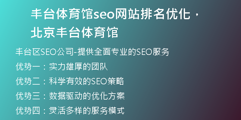 豐臺體育館seo網(wǎng)站排名優(yōu)化，北京豐臺體育館