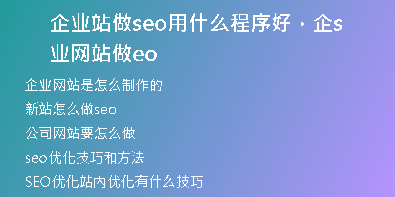 企業(yè)站做seo用什么程序好，企業(yè)網(wǎng)站做seo