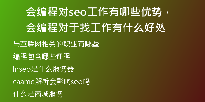 會(huì)編程對(duì)seo工作有哪些優(yōu)勢，會(huì)編程對(duì)于找工作有什么好處